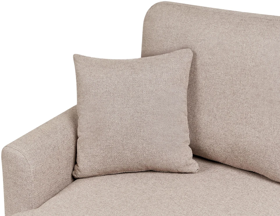 Sofa Beliani Išskleidžiamas kampas NASSJO, 3 vietų, sintetinis linas, šviesiai rudas, dešininis