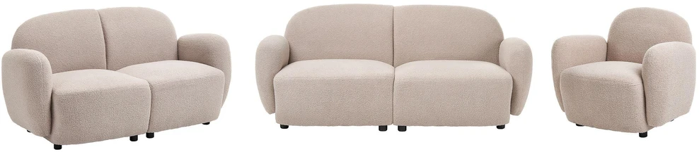 Sofa Beliani JULE bouclé poilsio komplektas 6 asmenims, smėlio spalvos