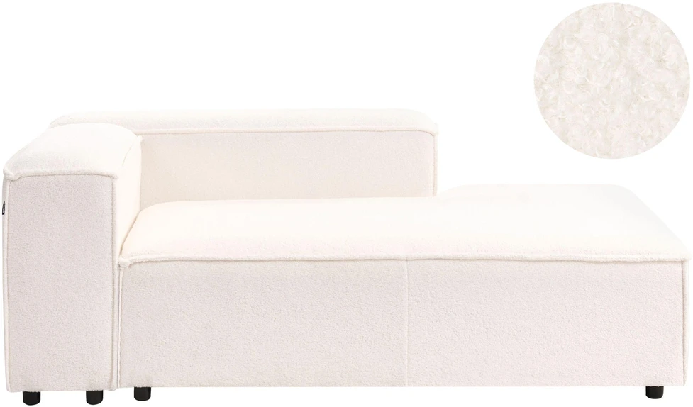 Sofa Beliani Kairės pusės šezlongas ARDAL Boucle, sulaužyta balta