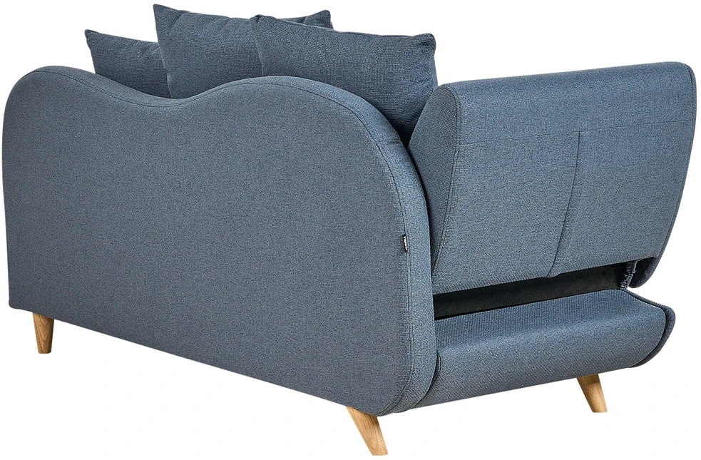 Sofa Beliani Kairės pusės šezlongas MERI su daiktadėže, sintetinis linas, mėlynas