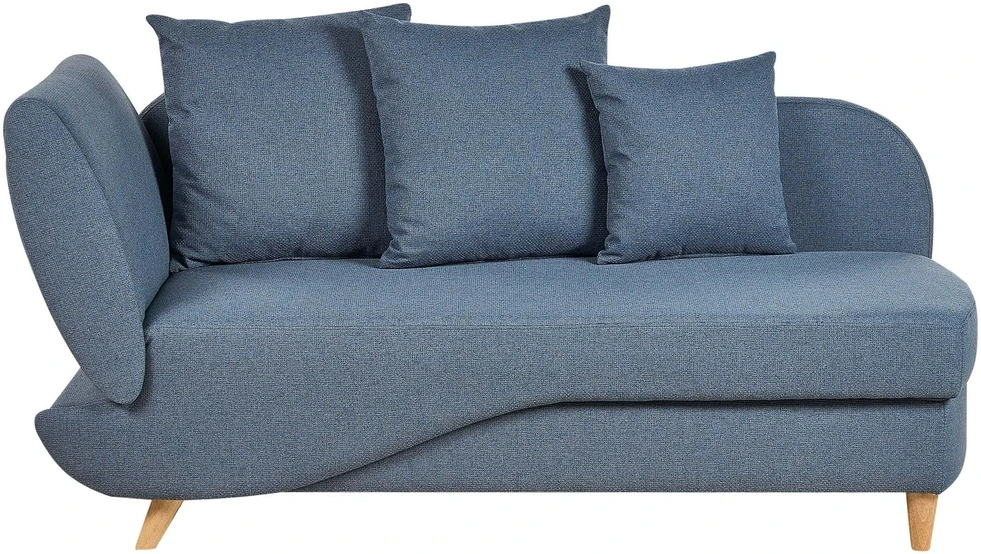Sofa Beliani Kairės pusės šezlongas MERI su daiktadėže, sintetinis linas, mėlynas