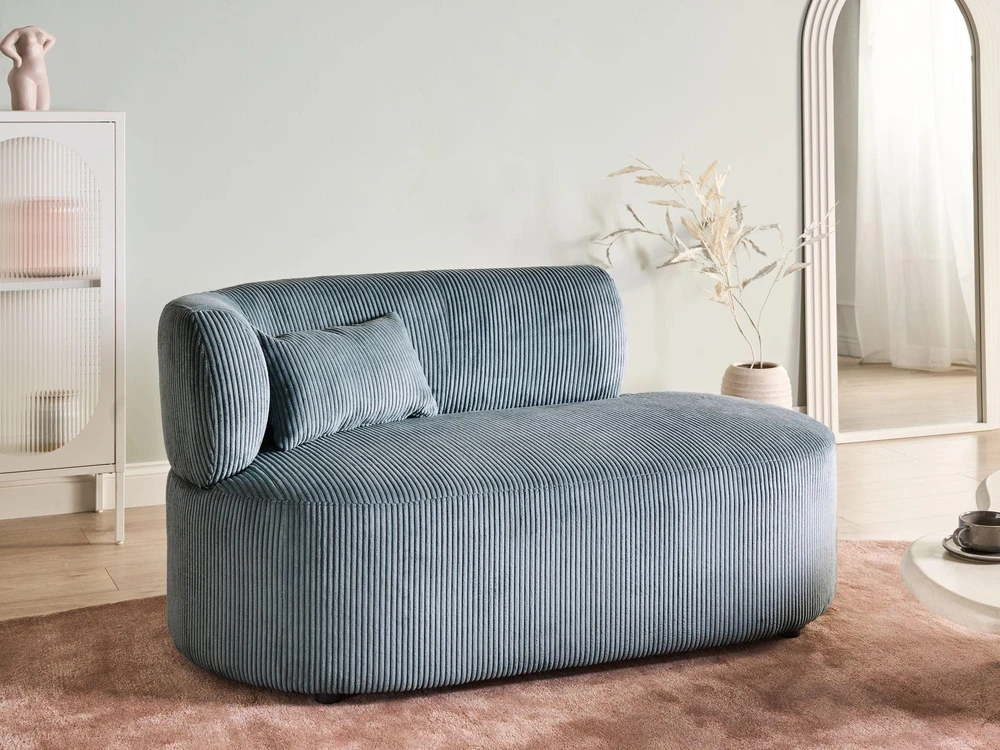 Sofa Beliani Kairinės pusės sėdimas gultas VANVEY, velvetinis, mėlynas