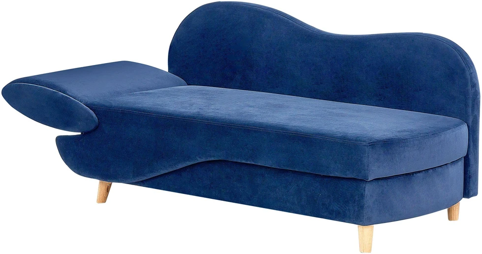 Sofa Beliani Kairinis gultas MERI su daiktadėže, tamsiai mėlynas veliūras