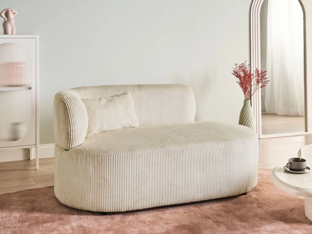 Sofa Beliani Kairinis gultas „VANVEY“, velvetinis, šviesiai smėlio spalvos