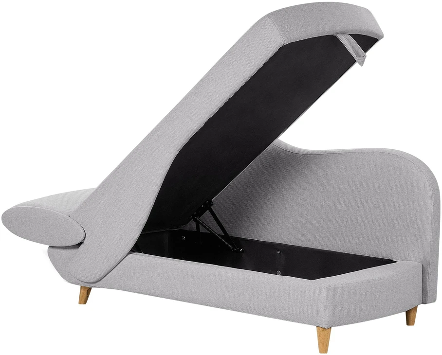 Sofa Beliani Kairinis sėdimas gultas MERI su daiktadėže, sintetinis linas, šviesiai pilkas