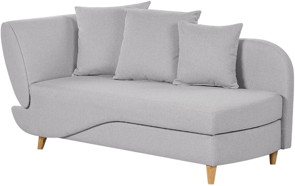 Sofa Beliani Kairinis sėdimas gultas MERI su daiktadėže, sintetinis linas, šviesiai pilkas