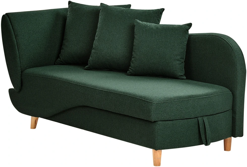 Sofa Beliani Kairinis sėdimas gultas MERI su daiktadėže, sintetinė lininė medžiaga, žalias