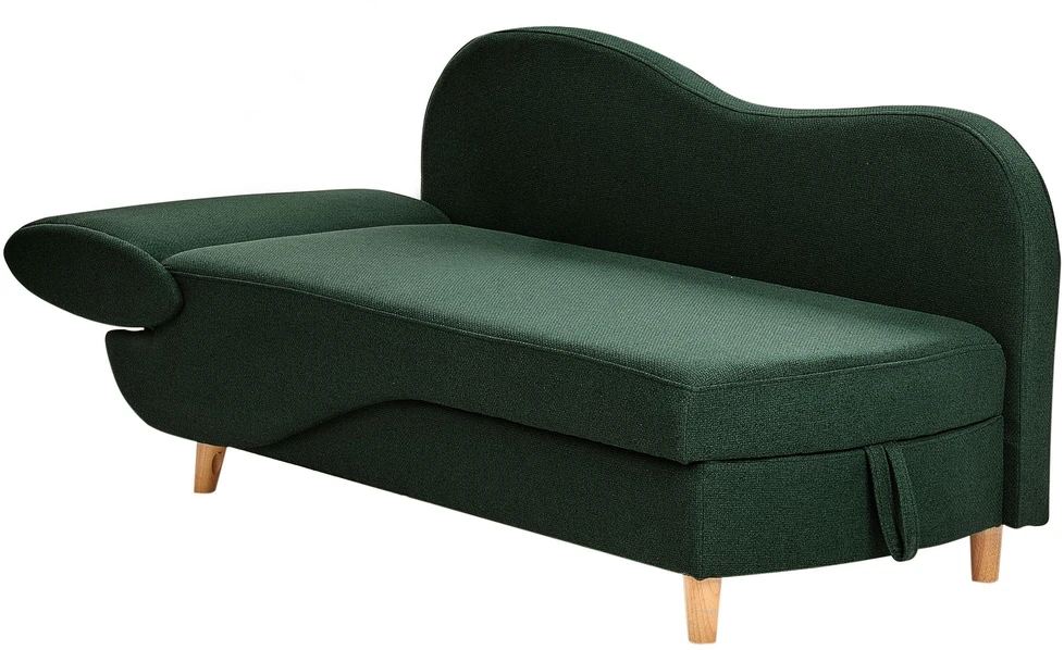 Sofa Beliani Kairinis sėdimas gultas MERI su daiktadėže, sintetinė lininė medžiaga, žalias