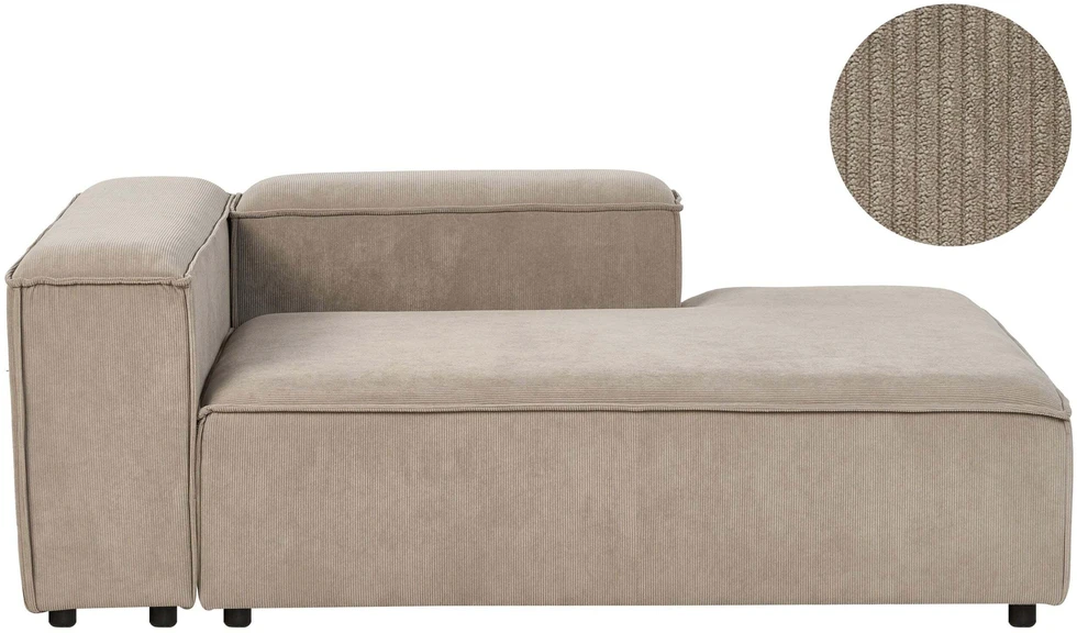Sofa Beliani Kairinis šezlongas ARDAL, briaunotas velvetas, šviesiai rudas