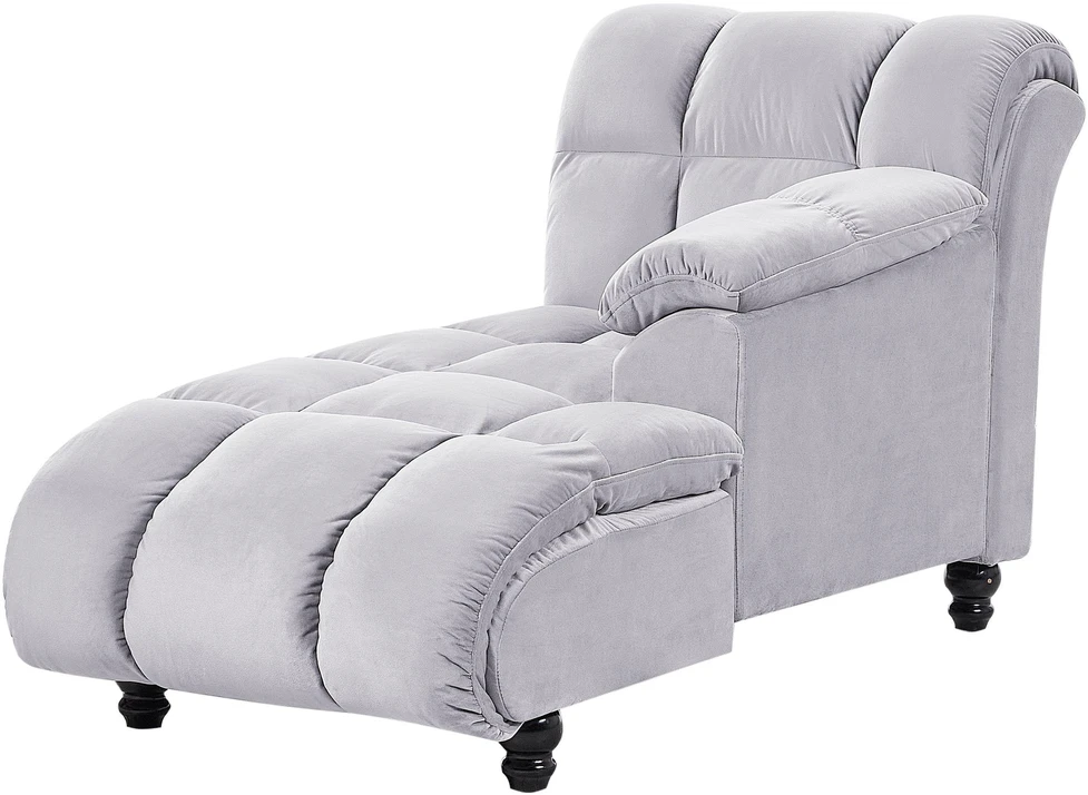 Sofa Beliani Kairinis šezlongas LORMONT veliūrinis, šviesiai pilkas