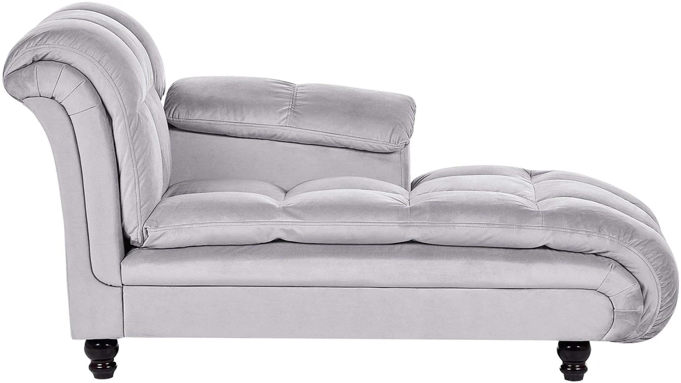 Sofa Beliani Kairinis šezlongas LORMONT veliūrinis, šviesiai pilkas