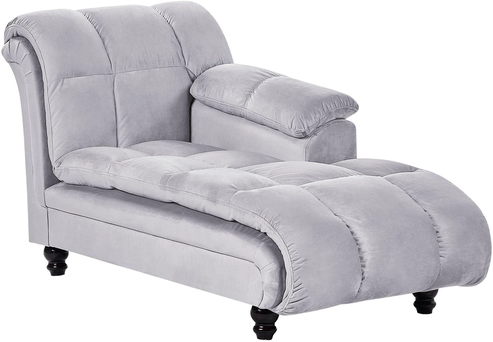 Sofa Beliani Kairinis šezlongas LORMONT veliūrinis, šviesiai pilkas