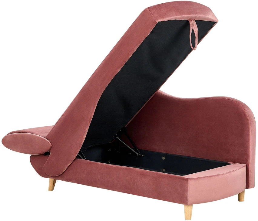 Sofa Beliani Kairinis šezlongas MERI su daiktadėže, veliūrinis, rožinis