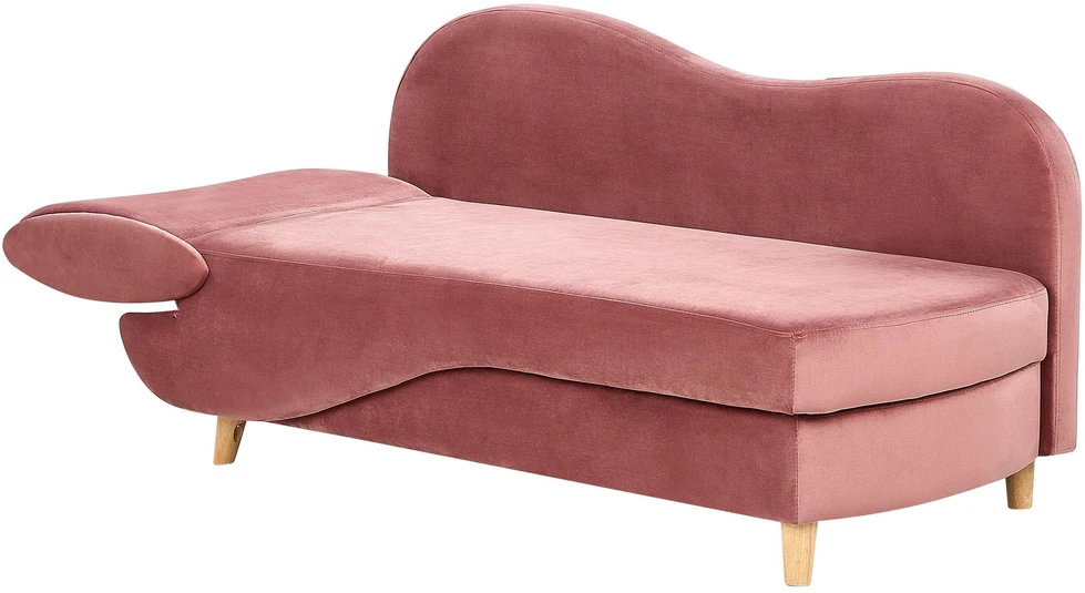 Sofa Beliani Kairinis šezlongas MERI su daiktadėže, veliūrinis, rožinis