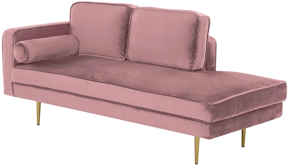 Sofa Beliani Kairinis szezlongas MIRAMAS, rožinis veliūras