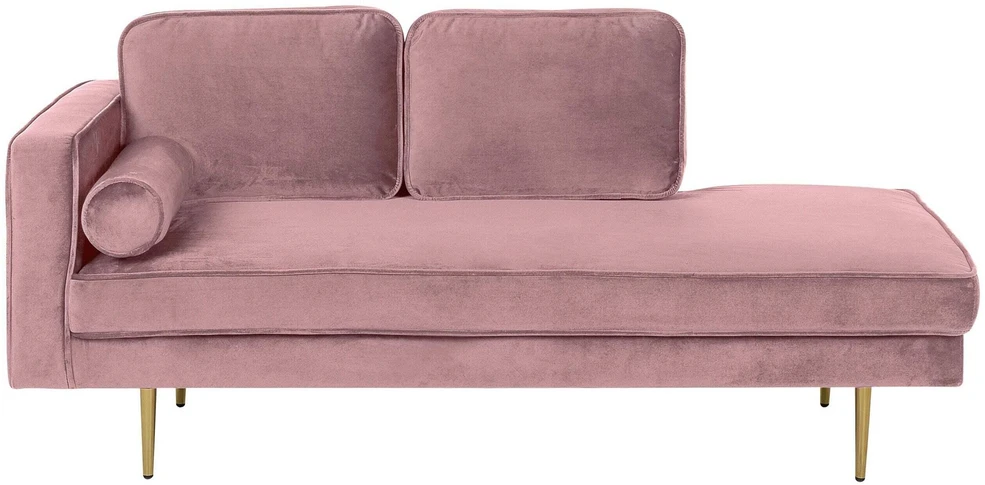 Sofa Beliani Kairinis szezlongas MIRAMAS, rožinis veliūras