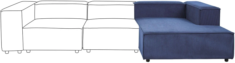 Sofa Beliani Kairiosios pusės šezlongas ARDAL, velvetas, tamsiai mėlynas