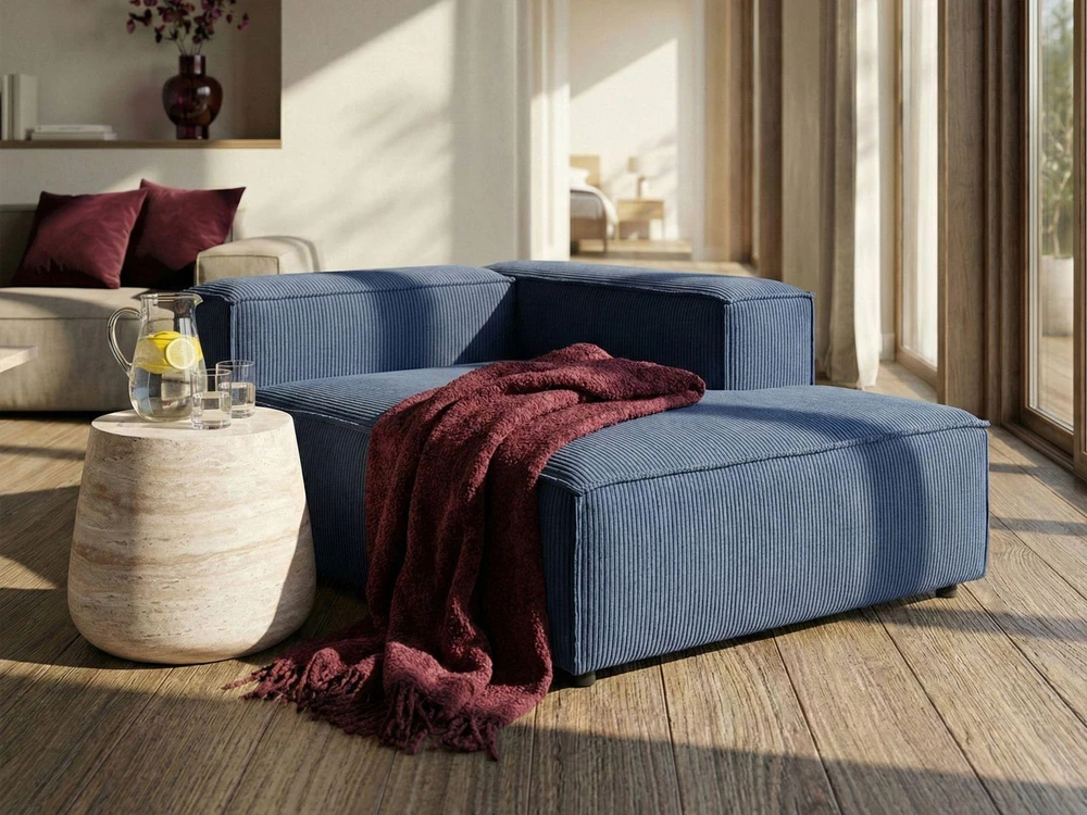 Sofa Beliani Kairiosios pusės šezlongas ARDAL, velvetas, tamsiai mėlynas