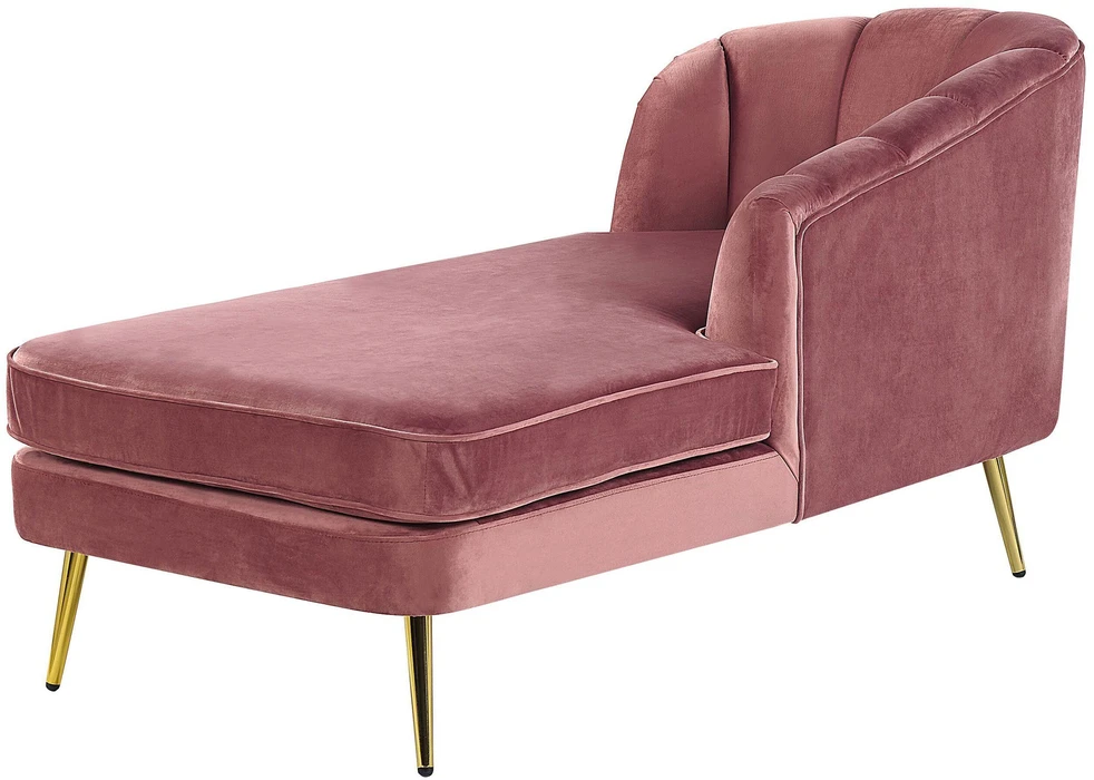 Sofa Beliani Kairysis gultas ALLIER, veliūras, rožinė spalva