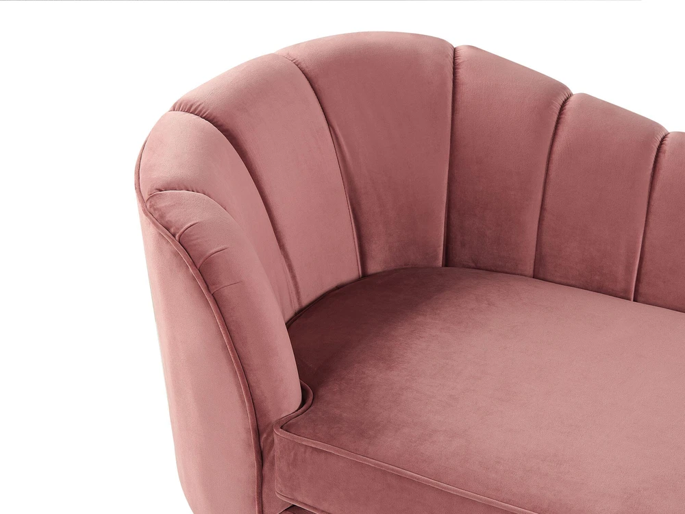 Sofa Beliani Kairysis gultas ALLIER, veliūras, rožinė spalva