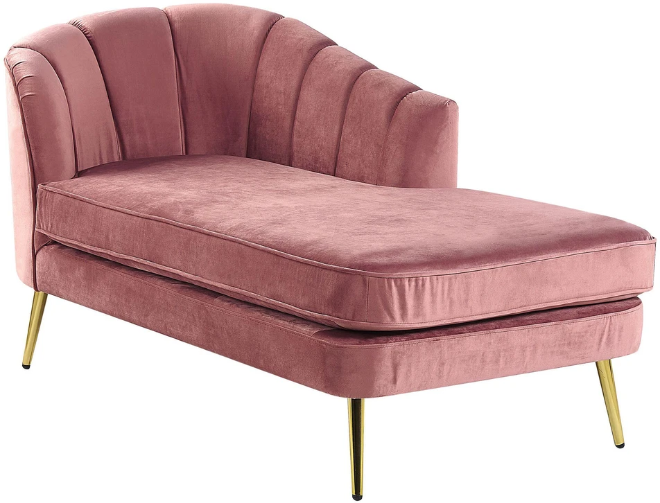 Sofa Beliani Kairysis gultas ALLIER, veliūras, rožinė spalva