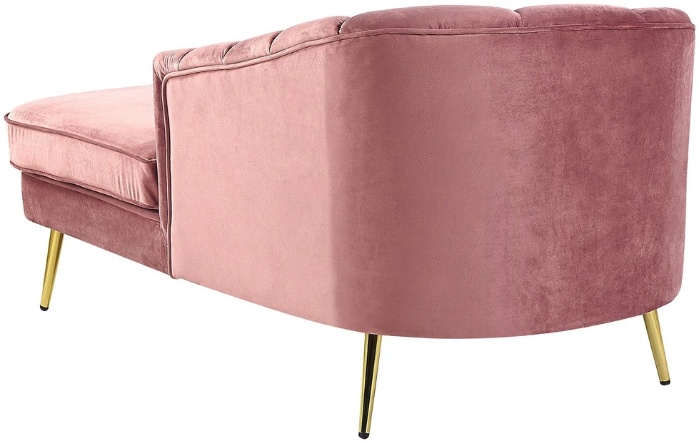 Sofa Beliani Kairysis gultas ALLIER, veliūras, rožinė spalva