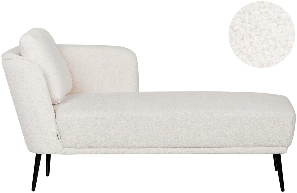 Sofa Beliani Kairysis gultas ARTHEZE Boucle, kreminės baltos spalvos