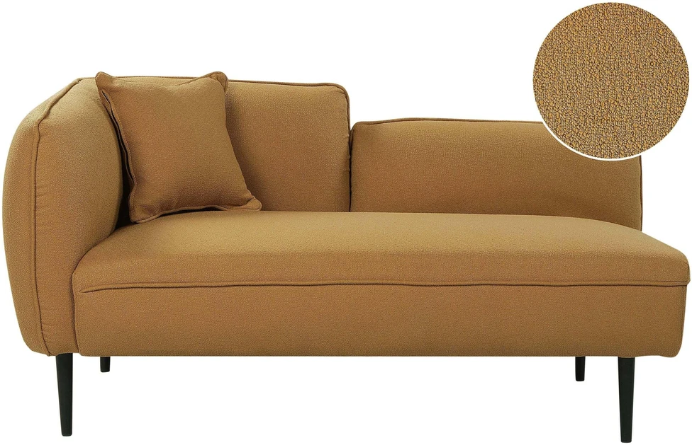 Sofa Beliani Kairysis gultas CHEVANNES iš „boucle“ audinio, garstyčių spalvos