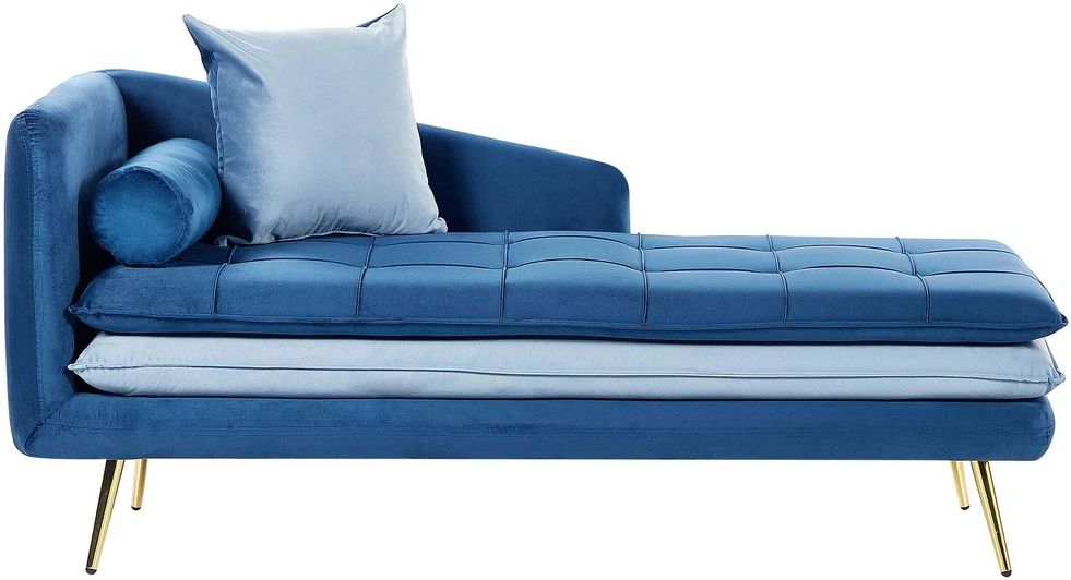 Sofa Beliani Kairysis gultas „GONESSE“ veliūrinis, mėlynas