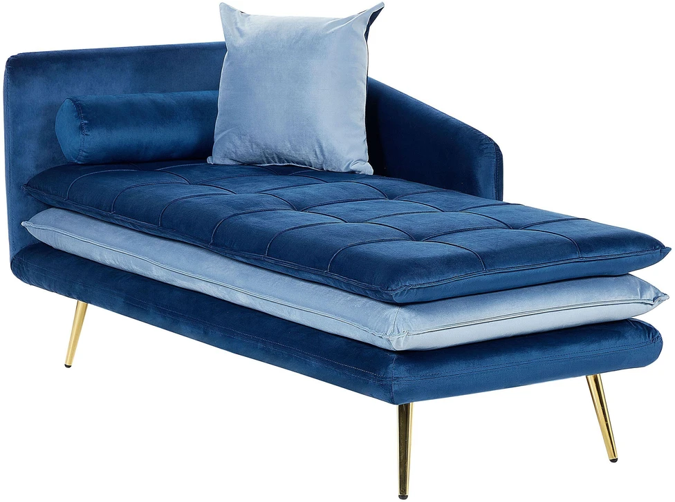 Sofa Beliani Kairysis gultas „GONESSE“ veliūrinis, mėlynas