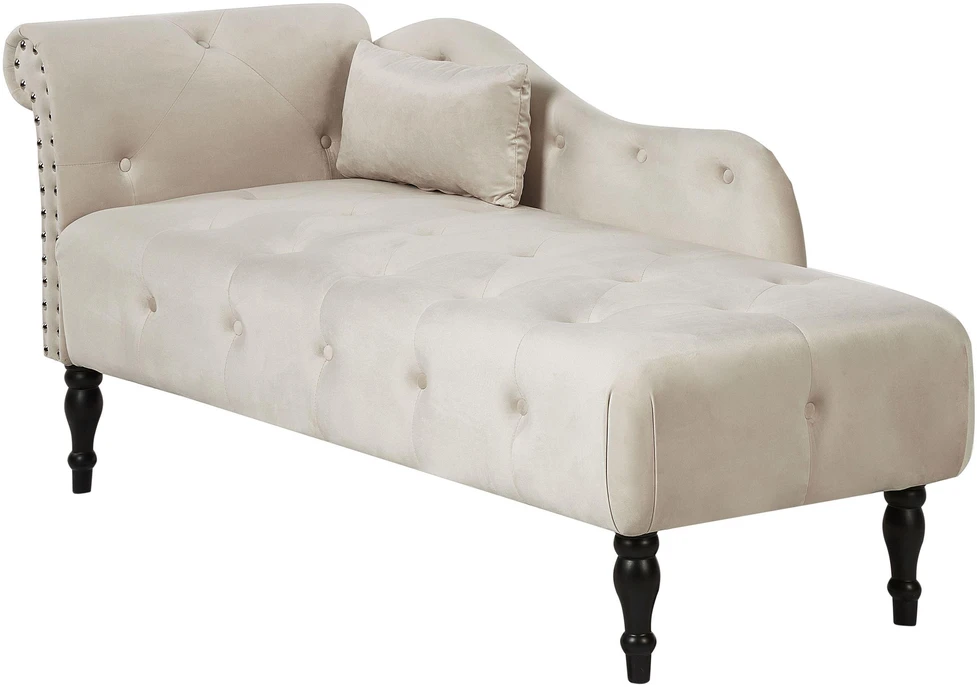 Sofa Beliani Kairysis gultas IVRY, veliūras, šviesiai smėlio spalvos