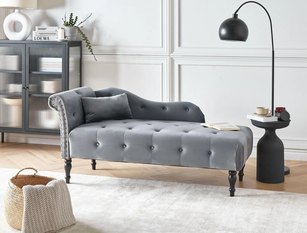 Sofa Beliani Kairysis gultas IVRY Veliūras Pilkas