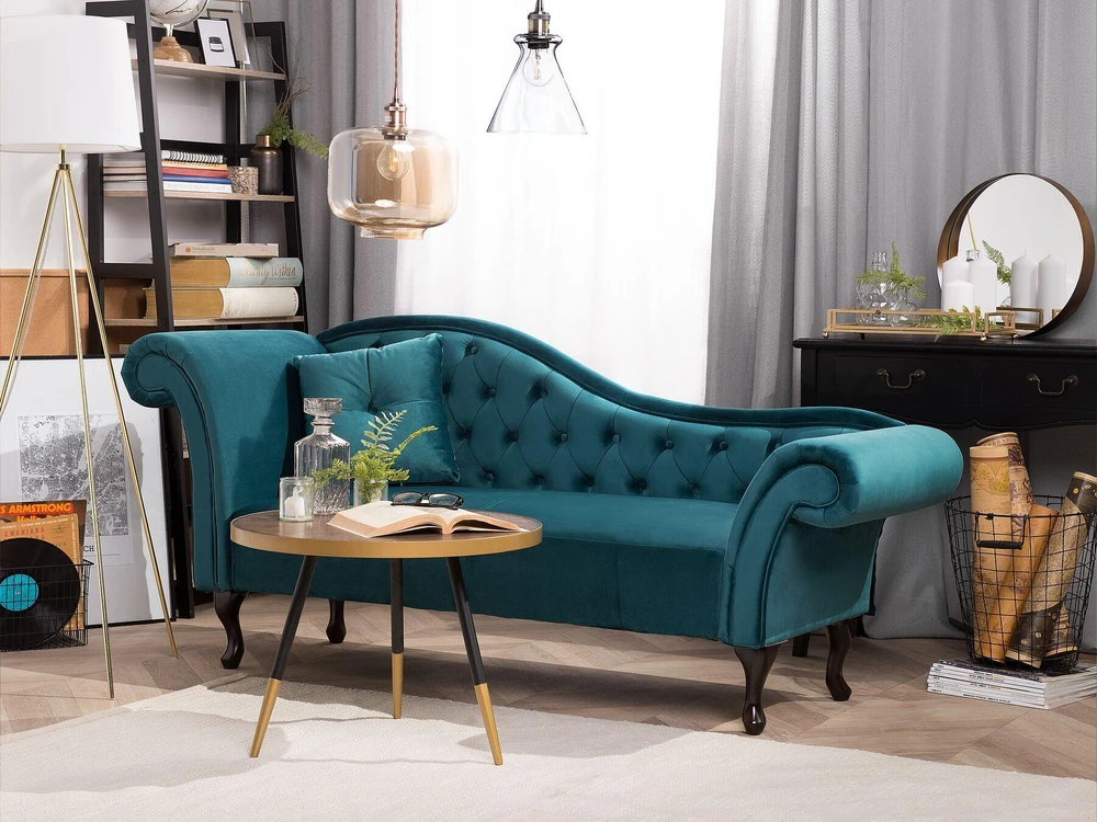 Sofa Beliani Kairysis gultas LATTES, aksominis, lazūro spalva