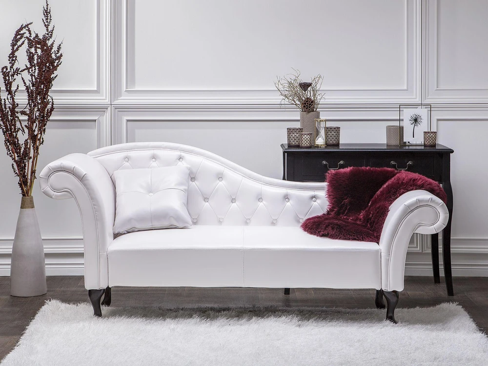 Sofa Beliani Kairysis gultas LATTES, dirbtinė oda, baltas