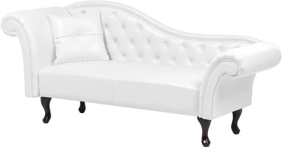 Sofa Beliani Kairysis gultas LATTES, dirbtinė oda, baltas