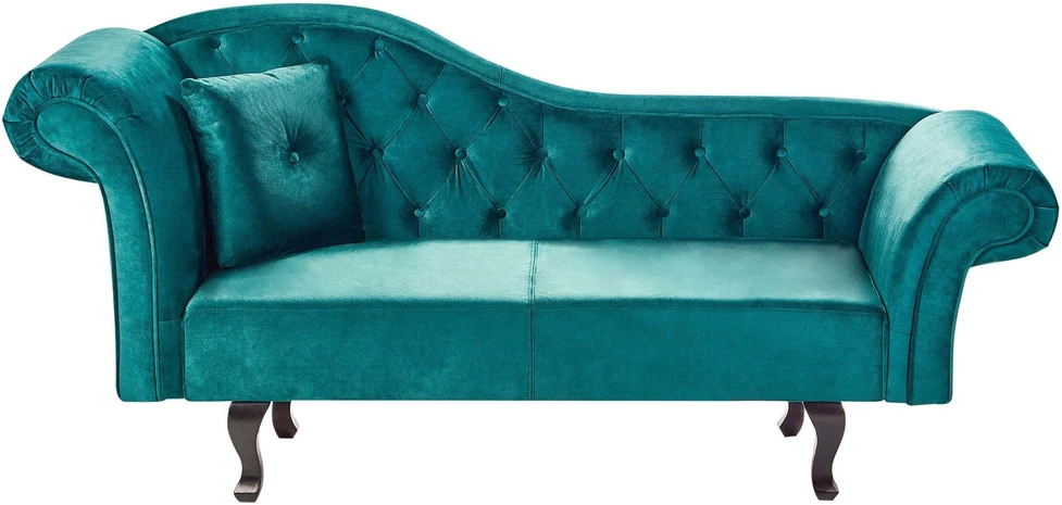 Sofa Beliani Kairysis gultas LATTES II veliūras smaragdo spalvos su pagalve