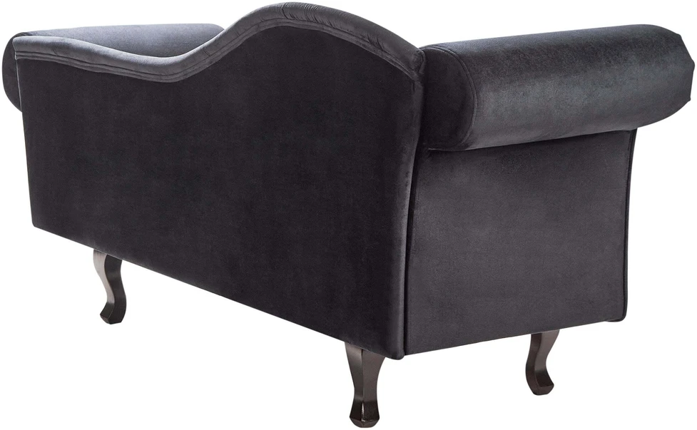 Sofa Beliani Kairysis gultas LATTES II veliūrinis, juodas, su pagalve