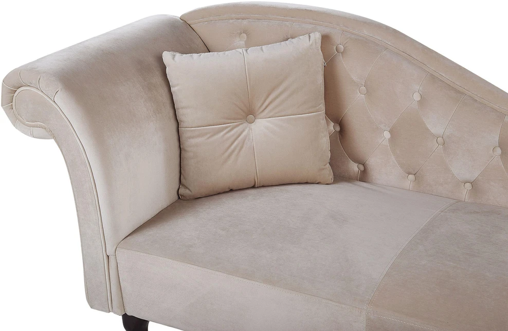 Sofa Beliani Kairysis gultas LATTES, veliūras, smėlio spalvos
