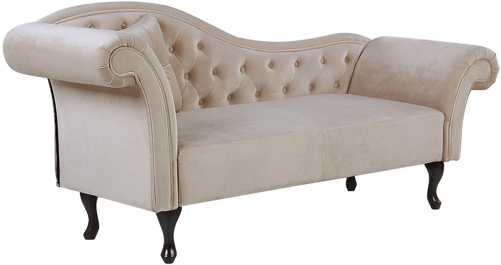 Sofa Beliani Kairysis gultas LATTES, veliūras, smėlio spalvos