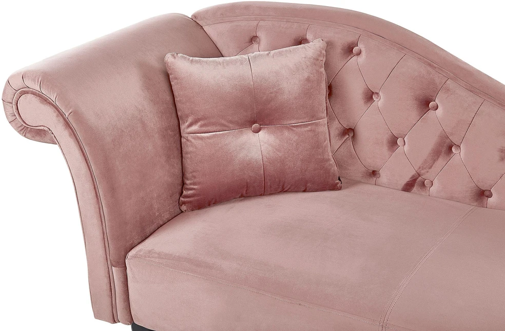 Sofa Beliani Kairysis gultas LATTES, veliūrinis, rožinis