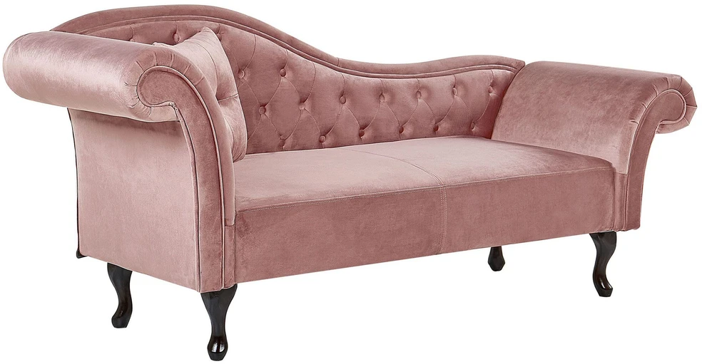 Sofa Beliani Kairysis gultas LATTES, veliūrinis, rožinis