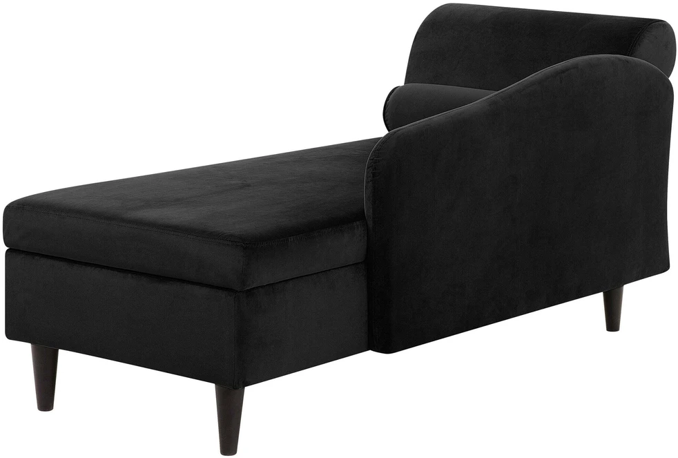 Sofa Beliani Kairysis gultas LUIRO veliūrinis juodos spalvos su daiktadėže