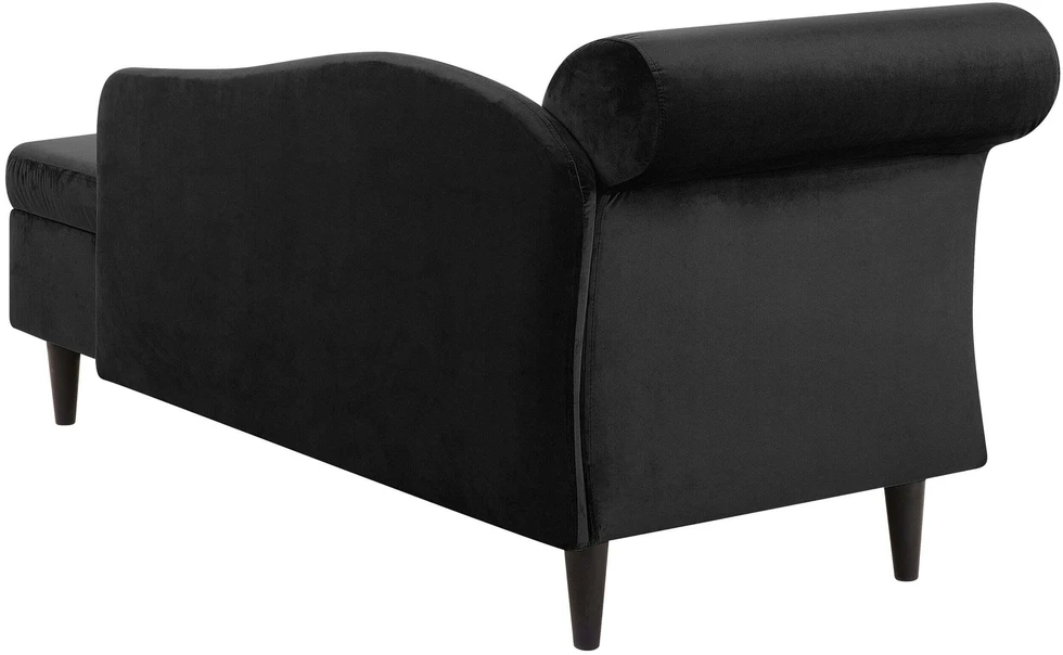 Sofa Beliani Kairysis gultas LUIRO veliūrinis juodos spalvos su daiktadėže