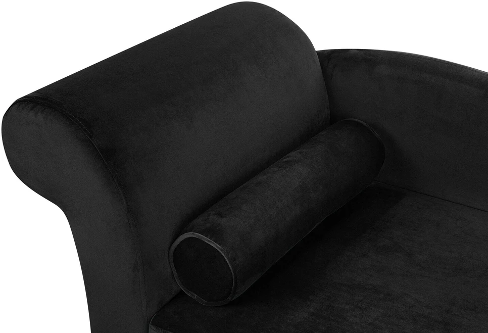 Sofa Beliani Kairysis gultas LUIRO veliūrinis juodos spalvos su daiktadėže