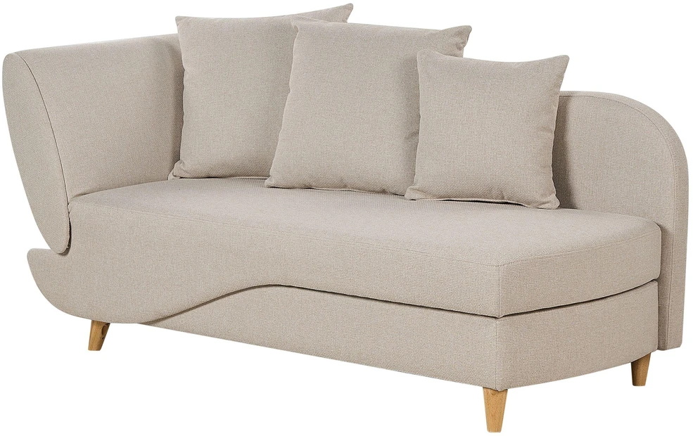Sofa Beliani Kairysis gultas MERI su daiktadėže, sintetinis linas, šviesiai smėlio spalvos