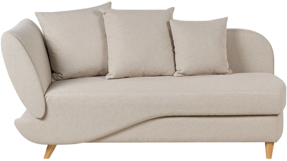 Sofa Beliani Kairysis gultas MERI su daiktadėže, sintetinis linas, šviesiai smėlio spalvos