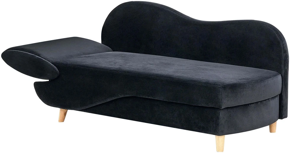 Sofa Beliani Kairysis gultas MERI veliūrinis juodas su patalynės dėže