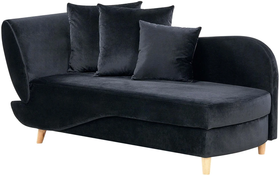 Sofa Beliani Kairysis gultas MERI veliūrinis juodas su patalynės dėže