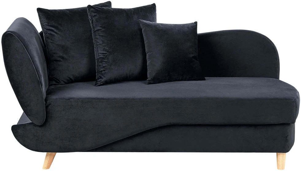 Sofa Beliani Kairysis gultas MERI veliūrinis juodas su patalynės dėže