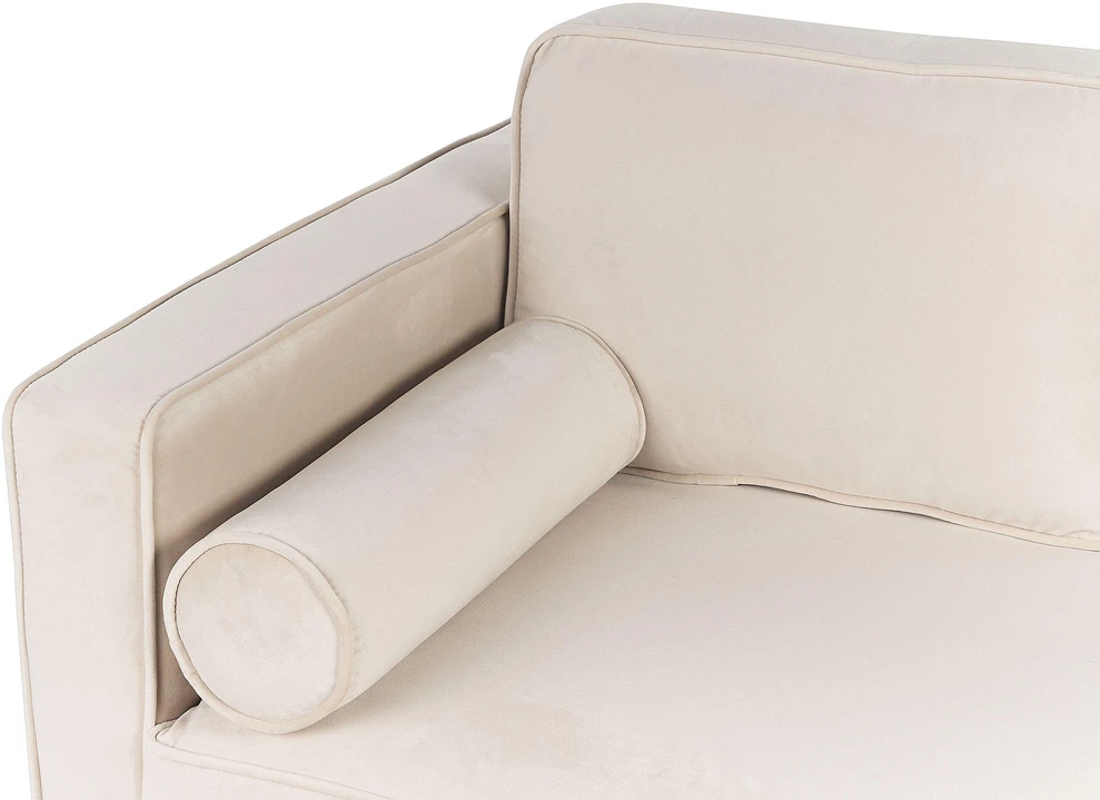 Sofa Beliani Kairysis gultas MIRAMAS, smėlio spalvos veliūras